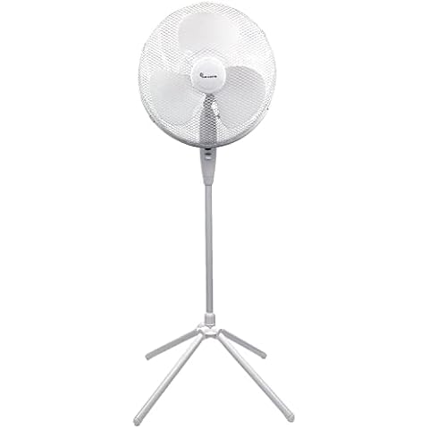webwarenhaus Standventilator Metall Weiß - leise 54dB - 50W -Ventilator mit 3 Geschwindigkeitsstufen - 85° automatische Oszillation - verstellbarer Neigungswinkel - Ø 42cm Cover
