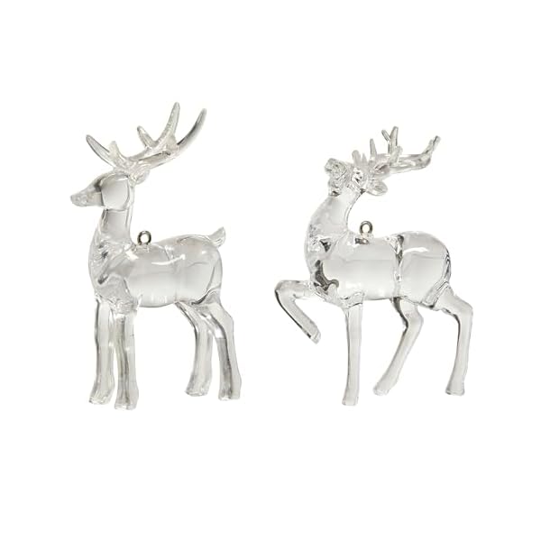 Raz imports elegant crystal deer 4 inch clear plastic decorative hanging christmas tree ornament set of 2  urban country home decor