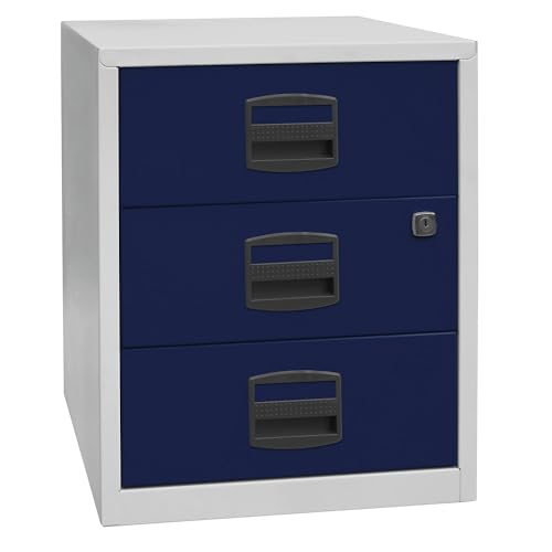 Home PFA - Armadietto Mobile 3 cassetti universali in Metallo Struttura 505 Chiaro facciata Oxford 40 x 41.3 x 52.8 cm grigio blu