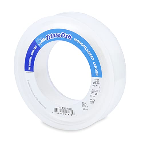 Image of Triple Fish Monofilament Fishing Leader - Clear, Camo Strong Tough Leader Material for Big Game Fishing, Up to 400lb Test
