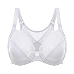 Delimira Women's Front Fastening Bras Posture Lace Underwire Unlined Full Coverage Plus Size White 38DD