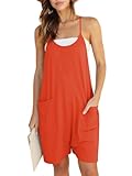 DEEP SELF Women's Casual Rompers 2024 Summer Sleeveless Shorts Jumpsuits Beach Vacation Outfits Comfy Stretchy Jumpers Rust Red