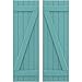 Ekena Millwork ARW102BB518X76PTH Americraft Five 2 Exterior Real Wood Joined Board-n-Batten Shutters w/Z-Bar (Per Pair), 17 1/2"W x 76"H, Pure Turquoise