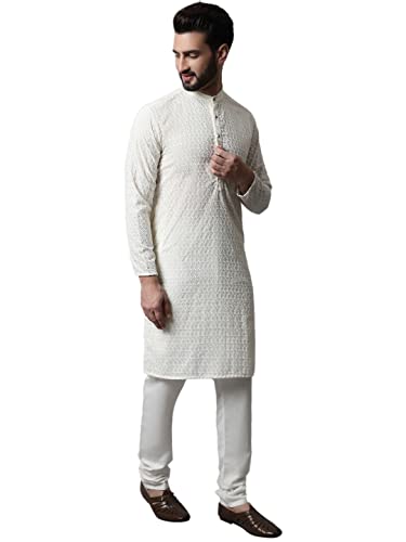 Image of Jompers Men's Regular Fit Cotton Embroidered Kurta Set