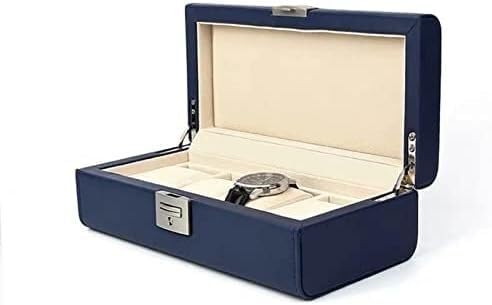 XBTGS Scatola portaoggetti per orologi con guscio rotondo ad angolo espositore per orologi con cuscino e fibbia di blocco, scatola regalo per gioielli alla moda,
