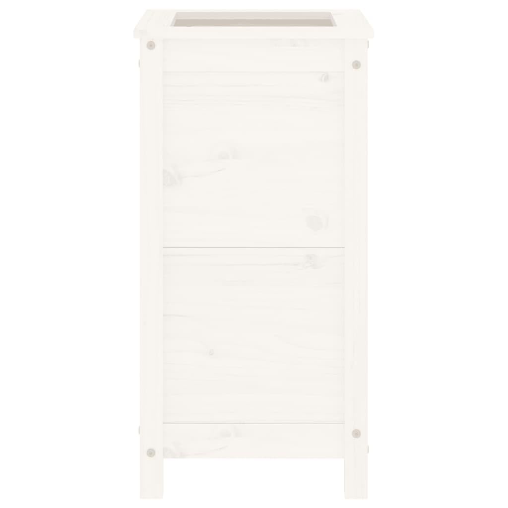 Fioriera bianca, 40 x 40 x 78 cm, in legno massiccio di pino, alta per balcone, terrazza, giardino, vaso decorativo per piante, erbe e verdure