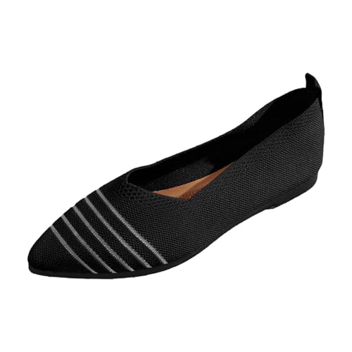 Women's Ballet Flats Knit Dress Shoes Slip-on Walking Shoes with Arch Support Comfort Ballerina Soft Work Shoes
