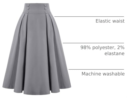Image of Belle Poque Women's Midi Pleated A-Line Skirts Pockets