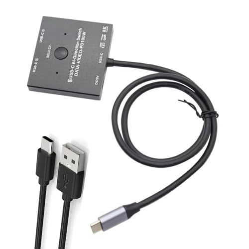 Conmutador USB C para computadoras dobles con pantalla de video 8K PD100W carga soporta transferencia de datos de alta velocidad de 10 Gbps