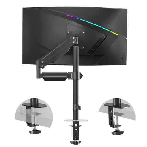 Pholiten Premium Single Monitor Arm for 13-32 Inch Computer Holds 22 lbs,Gas Spring Monitor Stand for Desk with Swivel/Tilt/Rotation, VESA 75x75 or 100x100mm