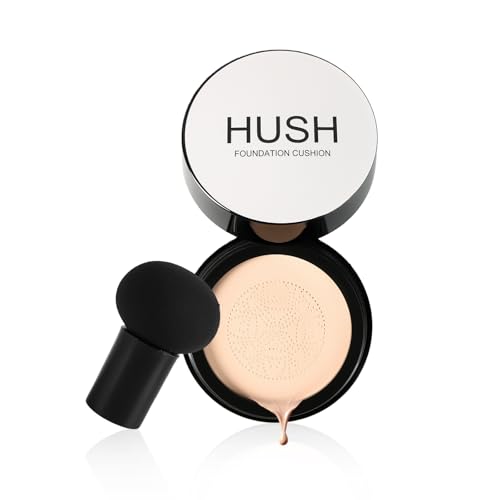 HUSH Beauty Foundation for Women, Ideal for Light/Medium Complexions, Mushroom Head Air Cushion CC Cream, BB Cream for Women (Natural)
