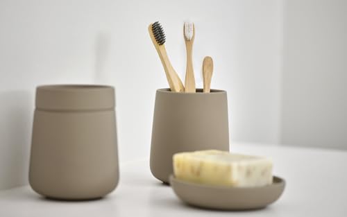 Image of ZONE DENMARK Nova Porcelain Soap Dish with Sophisticated Simplicity Soft Touch Coating - Elevate Your Bathroom Decor, Practical Design, Style and Functionality- (Taupe)