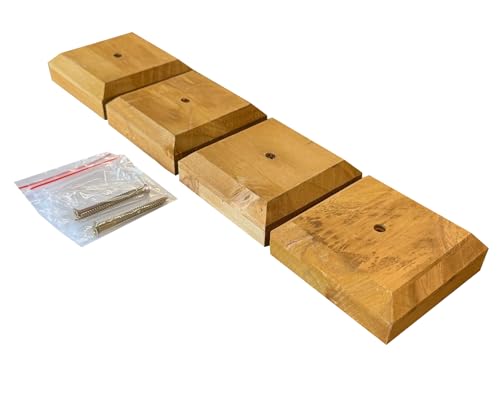 Selections Wooden Garden Fence Post Square Finial Cap Newel Topper - Pack of 4