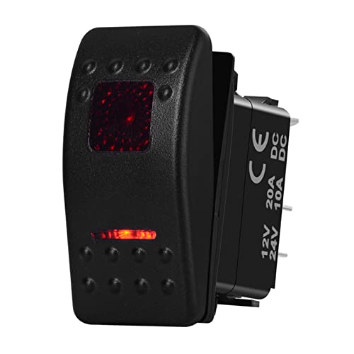 Image of Waterproof Marine Rocker Switch RED Led 5 PIN ON-Off Toggle Switch with Jumper Wires for Marine Yacht Vehicle Truck SUV ATV UTV 12V 20A /24V 10A IP66