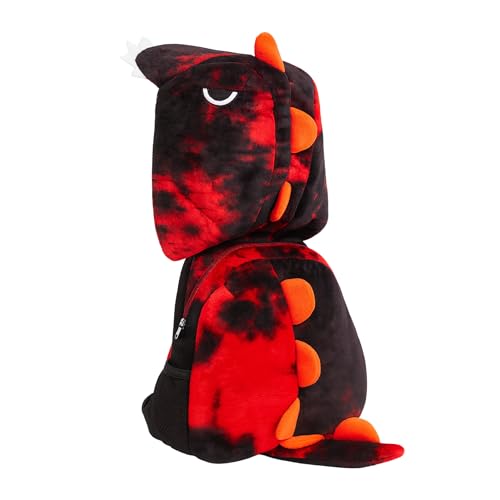 Mochila Infantil com Capuz de Dinossauro J'PRIB – Macia e Confortável Alças Ajustáveis Zíper (Vermelho)