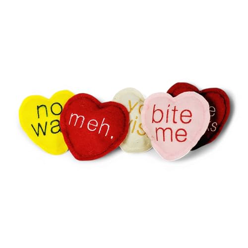 Penny's Boutique Anti Valentines Cat Toys 5 Pack Snarky Catnip Toys for Cats Kittens Embroidered Felt