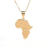24K Gold Plated African Map Pendant Necklace Jewelry for Women