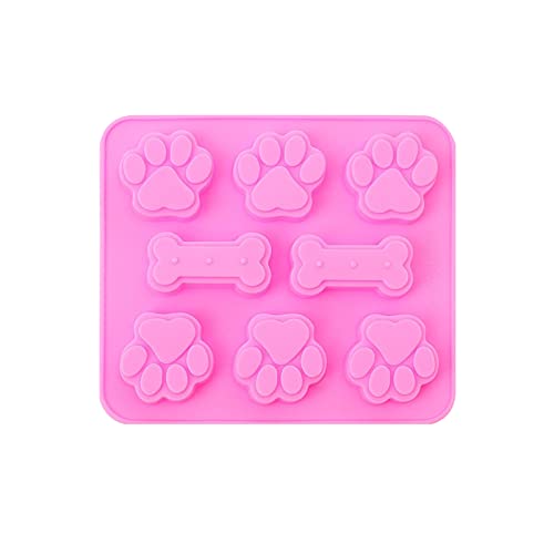 Karjiaja 2-in-1 Hündchen Puppy Dog Paw and Bone Silikonformen Non-Stick Food Grade Wiederverwendbare Bakeware Maker für Schokolade, Süßigkeiten, Gelee, Eiswürfel, Hund Behandelt