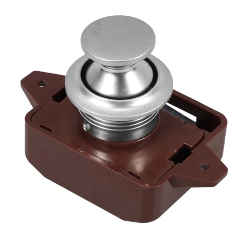 jojofuny Cerradura De Pestillo De Botón Pulsador Para Autocaravana, Aleación De Zinc y Abs, Color Níquel Perla Marrón, Compacta y Segura Para Puertas y Cajones, 1 Unidad, Uso En Vehículos Recreativos