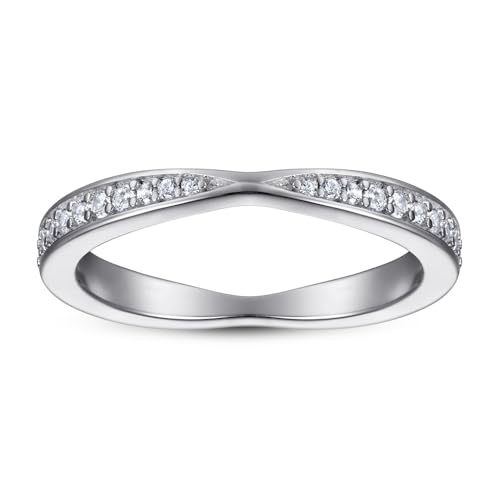 Michooyel Sterling Silver Eternity Band Ring for Women Cross AAA+ Cubic Zirconia Wedding Band X Ring for Women