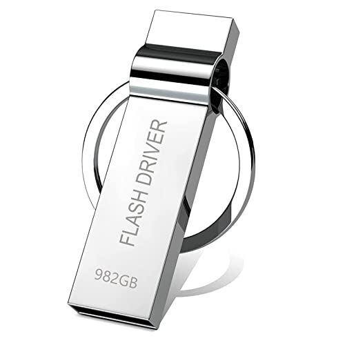 USB Memory Stick 982GB USB 3.0 High Speed USB Stick Waterproof Metal USB Flash Drive Portable Memory Stick with Keychain for PC Laptop Tablet External Storage