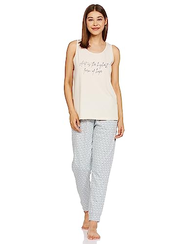 Image of Amazon Brand - Symbol Women's Cotton Regular Fit Sleveless Top and Jogger Night Suit (Night Wear | Lounge Wear Set) (Available in Plus Sizes)