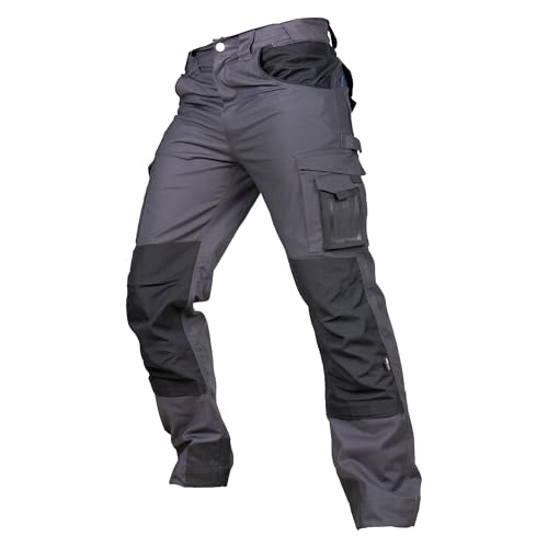 Cofan Pantalón de Trabajo elástico Heimdall 65% poliéster, 32% algodón, 3% Elastano, Talla Desde la 38 a la 64, Ligero, Color Gris Oscuro (FR/ES, Números, 58, 60, Regular, Regular, 1, Gris Oscuro)