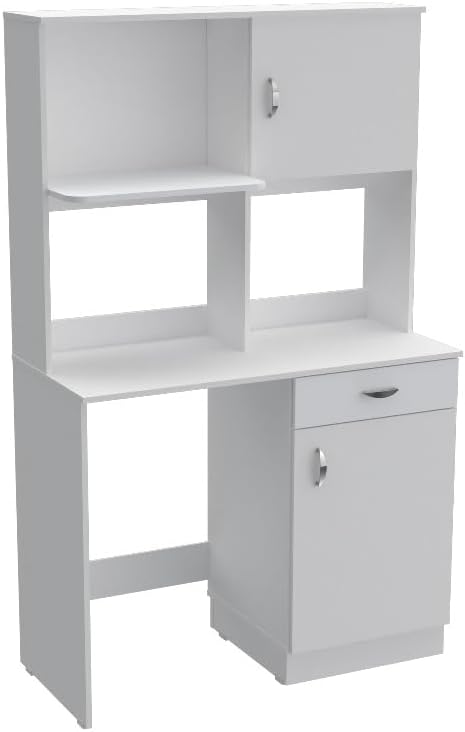 Inval Ambrossia Breakroom Kitchenette Cabinet for Mini Fridge and Microwave with Adjustable Storage Shelves, 16”H x 21.73″ W x 14.92”D, White Inval Ambrossia Breakroom Kitchenette Cabinet for Mini Fridge and Microwave with Adjustable Storage Shelves, 16”H x 21.73″ W x 14.92”D, White
