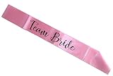 Team Bride Bridesmaid Sash for Bachelorette Party, Bridal Shower, Hen Party Wedding Decorations, Party Favors Accessories, Pink with Black Lettering