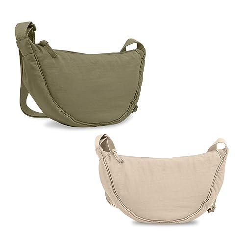 Image of Nylon Crescent Crossbody Bag for Women Purses Trendy Men,Small Travel Sling Bag Hobo