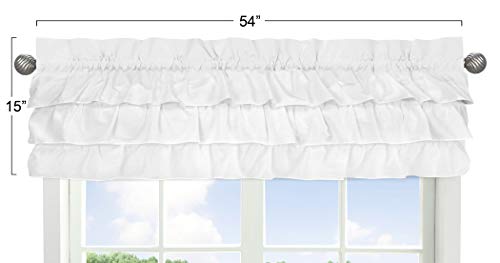 image for Solid Color White Shabby Chic Ruffle Window Treatment Valance for Harp