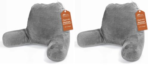 Image of Sasttie Reading Pillows for Sitting in Bed Adult, Back Pillow Bed Sitting Up, Back-Rest Support Cushion for Sit Up on Couch, Sofa, and Floor, Dorm Essentials, Oeko-Tex Certified, Dark Grey (Pack of 2)