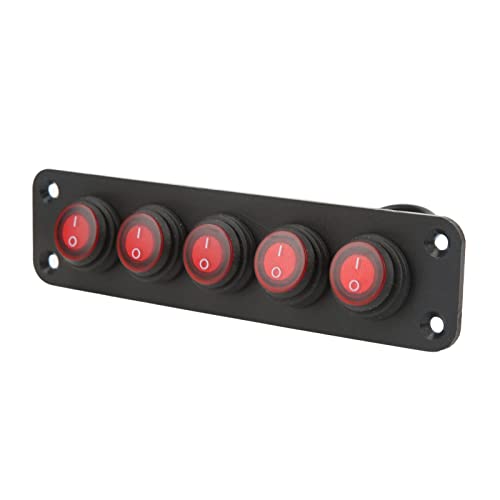 Painel de Interruptor de 5 Gangues, Iluminação de Cor Vermelha, à Prova D'água, Painel de Interrupt