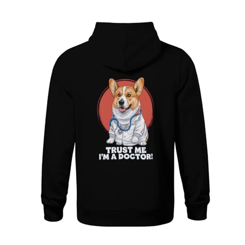 Kids Retro Trust Me I'm A Dogtor Funny Corgi Boys Girls Lightweight Kangaroo Pocket Fleece Hoodies3
