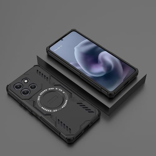 Image of Lustree Back Cover Case for Compatible with Motorola Edge 70 | Shockproof Magnetic TPU + PC Hard Case with Heat Dissipation & Full Protection - Black