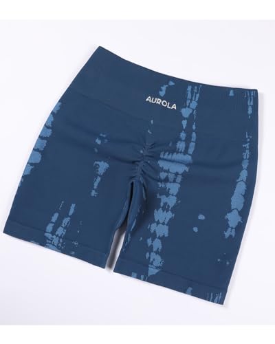 Image of AUROLA Serpent Seamless Scrunch Workout Shorts for Women,Tummy Control Squat Proof Ribbed Thick Active Gym Short