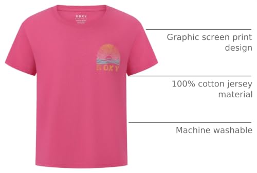 Image of Roxy Girls' Short Sleeve Boyfriend Fit Logo Tee, Crew Neck Graphic T-Shirt, Soft & Comfortable
