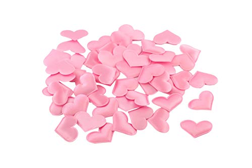 Creativery Herzen 3 cm x 50 Stück Satinherzen Aufnähen Deko Tischdeko...