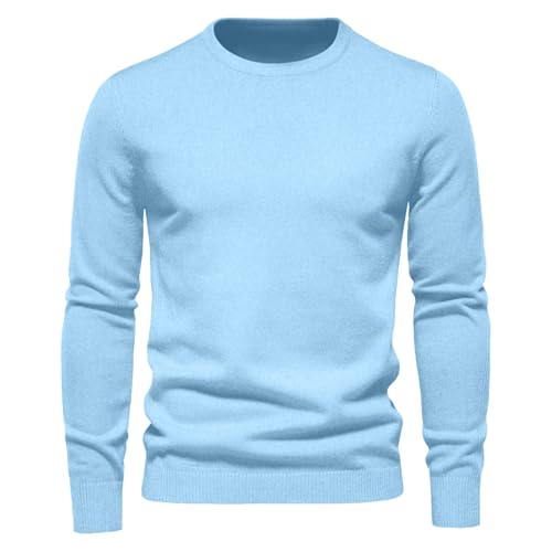 Men's Pullover Sweater Slim Fit Round Neck Solid Loose Long Sleeve Jumper Tops 2024 Winter Trendy Warm Sweaters4