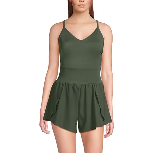 Lands' End Women's Tugless Strappy X-Back Romper Swimsuit - Main Image