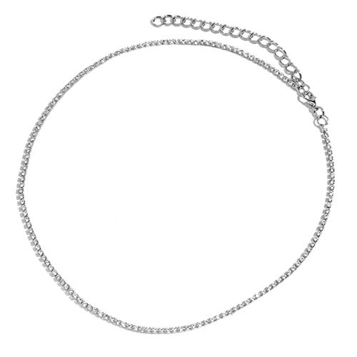 Collier lettre initiale argenté avec chaîne Tennis ras du cou pour femme