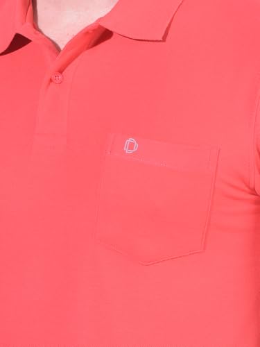 Image of Dollar Men's Pack of 1 Solid Cotton Blend Polo Neck T-Shirt