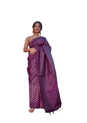 Sari bordeaux en soie taille unique pour ajustement parfait sans couture