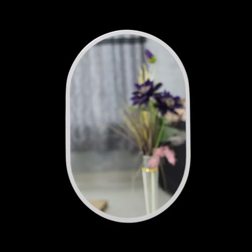 Image of Quality Glass Metal Frame Shape Capsule Wall Mirror Royal Mirror Home Decorative Mirror Modern Mirror Living Room Mirror Wall Mirror Bathroom Mirror Size 16x24 inches Color White MF 63