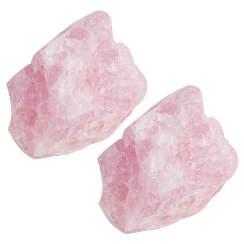 Jecdfs 2pcs Gran piedra de cuarzo rosa en bruto,minerales y piedras preciosas,cuarzo rosa piedra natural,Piedra de Agua, Decoración Feng Shui, Tamaño 3 – 5 cm