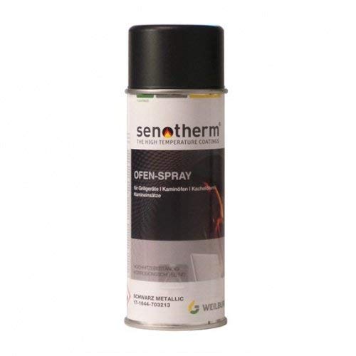 Weilburger Senotherm Ofenspray Ofenlack Rauchrohr hitzebeständig 400 ml Farbe Spray Auswahl-Farbe Schwarz Metallic