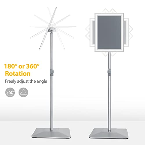Vaiigo 8.5"X11" Pedestal Poster Sign Holder Stand With Heavy Duty Solid Steel Base, Adjustable Floor Standing Sign Holder For Vertical And Horizontal Sign Displayed Stands, Silver 3Pack #TOP4