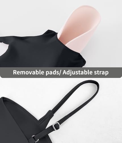 Image of Comper Sports Bra for Women Wirefree Racerback Workout Bras Sexy Thin Straps Yoga Sport Bras with Removable Pads