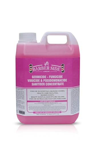Barber Side London Disinfectant Solution for Salon Jars Medical Athletics-Girmicide Solution 2 Liters - 2000ml (Pink)