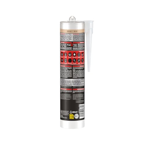 Miniatura 2 de Pattex SP101 Original, adhesivo sellador para interiores y exteriores, polímero sellador beige multimaterial, sellador de juntas en cartucho, 1 x 280 ml